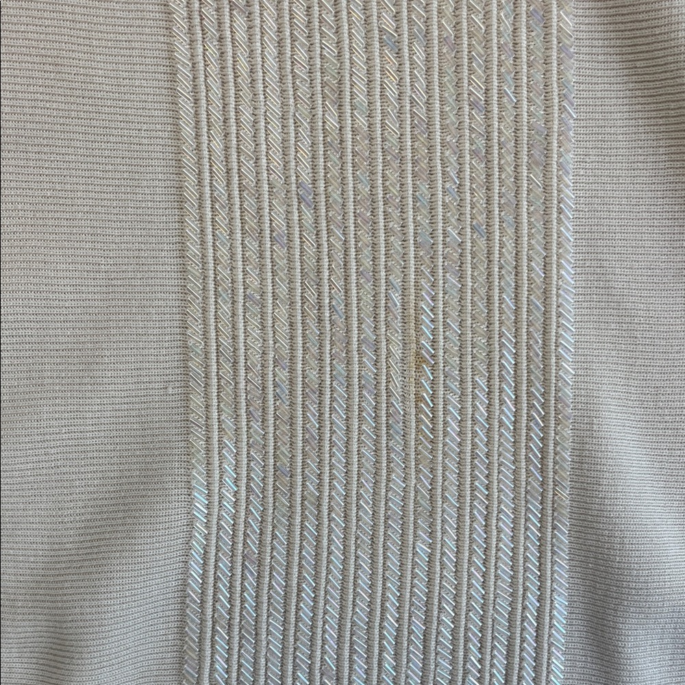 Liz Claiborne Petite Sleeveless Beaded Cream Top Ivory Size L - Picture 4 of 12